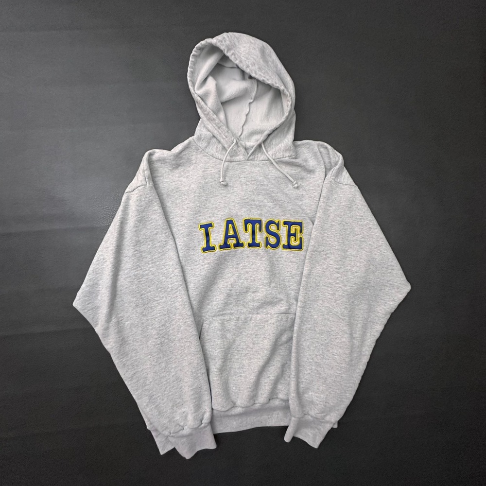 Vintage Union Made Hoodie Mens Large Gray 1980s LATSE Made in USA Pullover